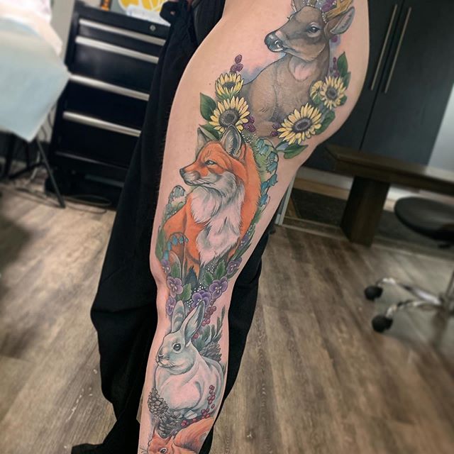 Autumn_Dancer-Deer-Fox-Rabbit-Squirl-Tattoo