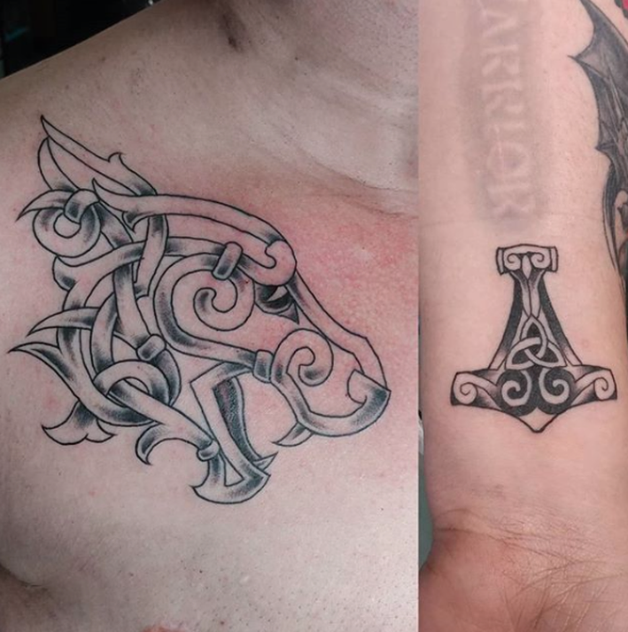 Felicia_Pach-Knotwork_Wolf_and_Hammer_Tattoo