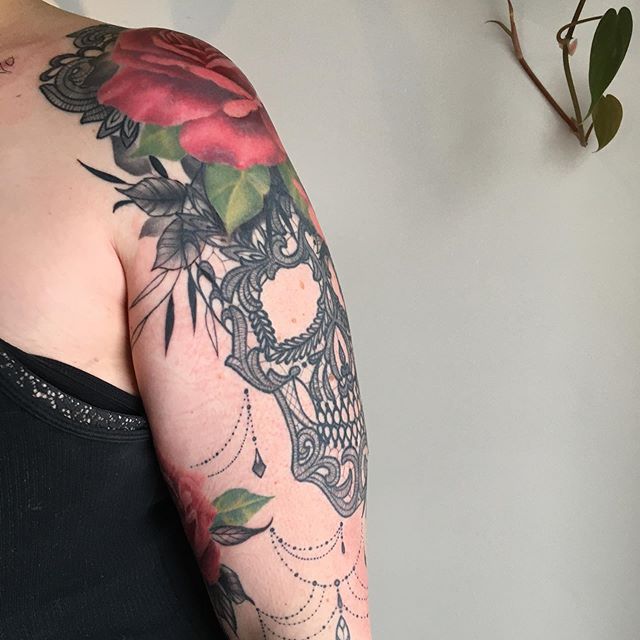 Rebecca_Rouge-Floral-Skull-Lace-Tatttoo