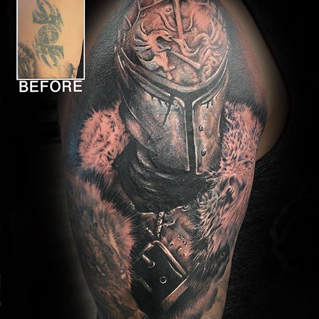 Richard_Andrews-Warrior-Mask-Tattoo